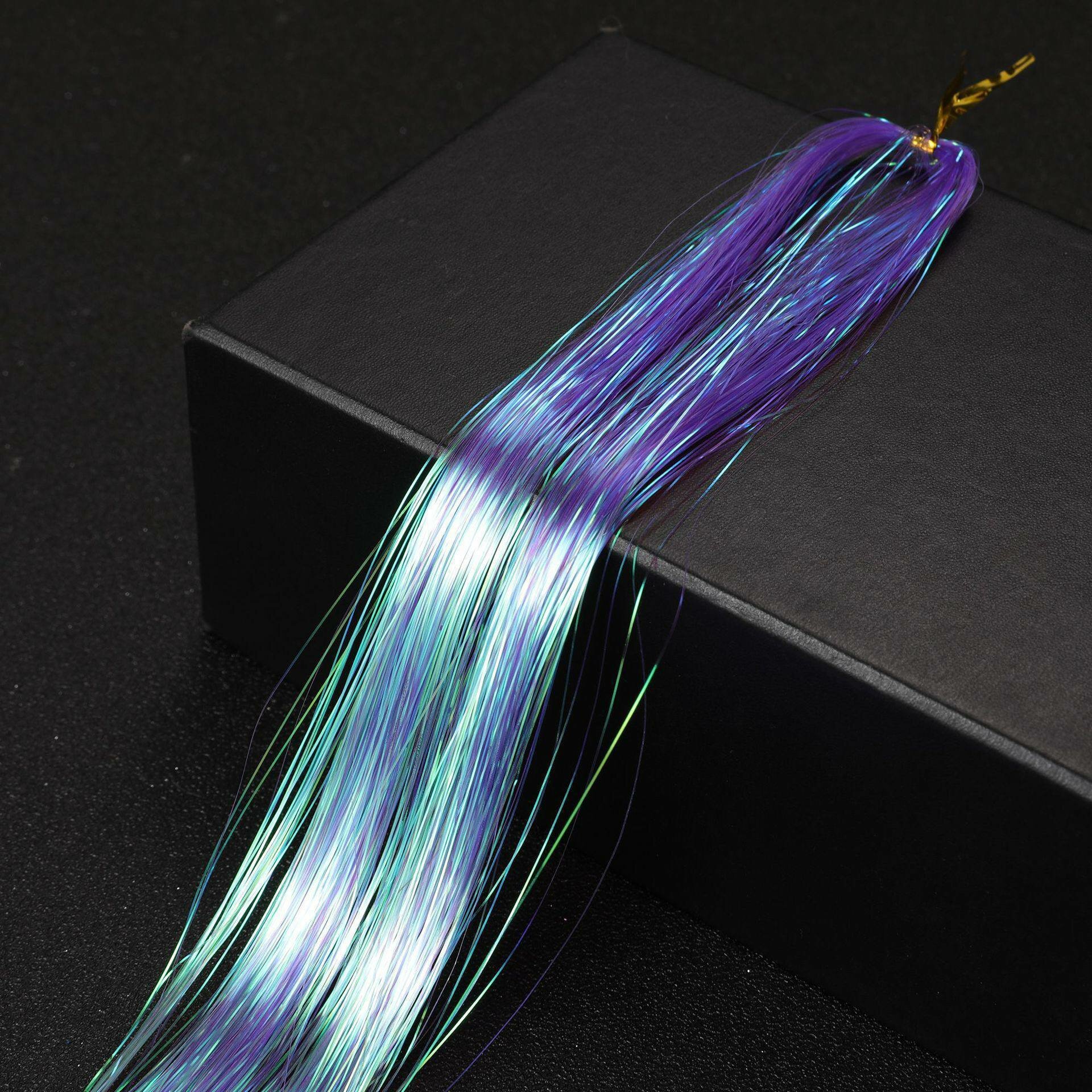Нити для волос блестящие, голографические пряди для причесок и праздника 90см фиолетово-мятный голографик