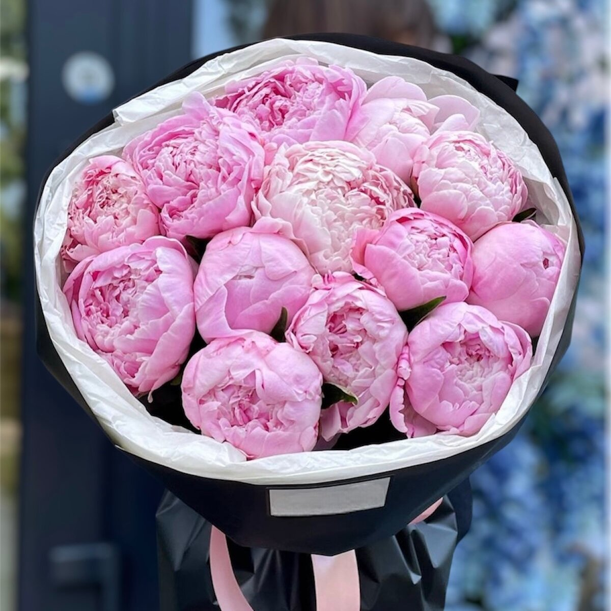 Букет из розовых пионов 15 шт, красивый букет цветов, шикарный, премиум цветы, премиум букет