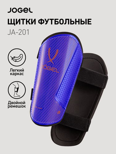 Изображение товара Щитки футбольные Jogel с двойным ремешком, размер М, цвет синий