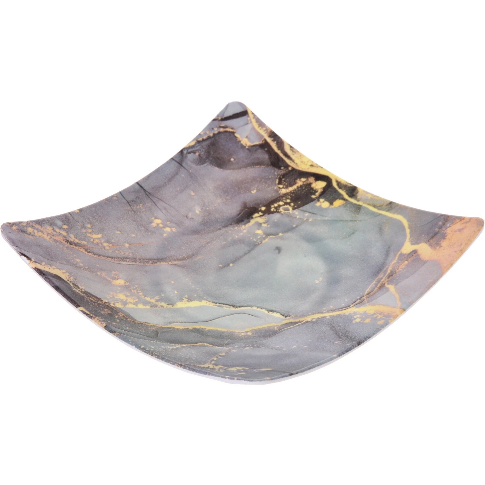 Поднос пластиковый с мраморным принтом 21.5x21.5 см, серый, легкий и влагостойкий, для кухни и гостиной