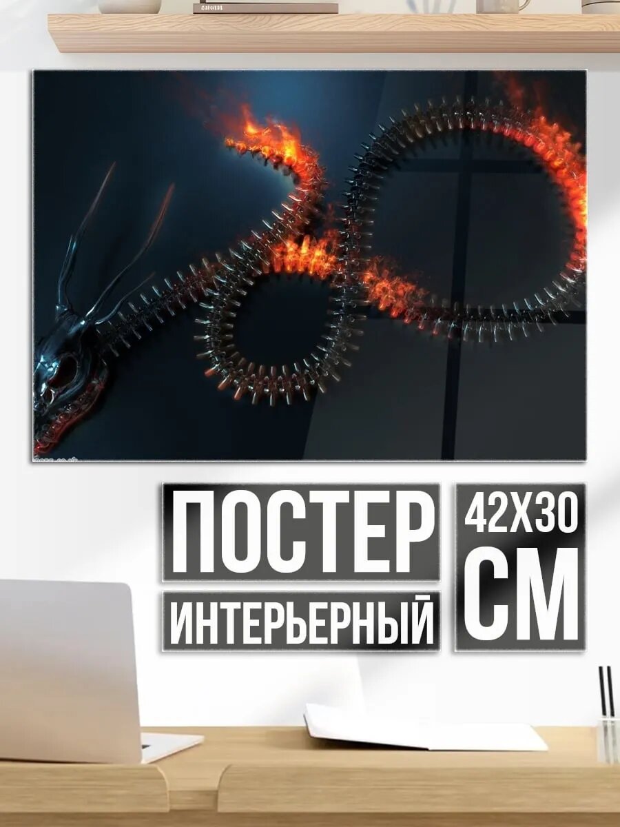 Плакат постер Огненный змей