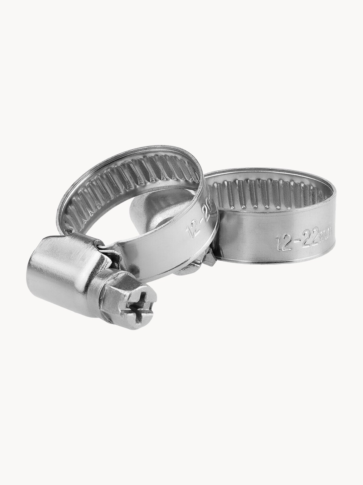 Хомут обжимной металлический 12-20 мм для шланга и труб, червячный, 2 шт