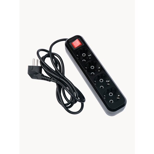 Удлинитель Гарнизон черный 10А 2м с выключателем и заземлением 1 уровень защиты EPB-G4-B-2 460₽