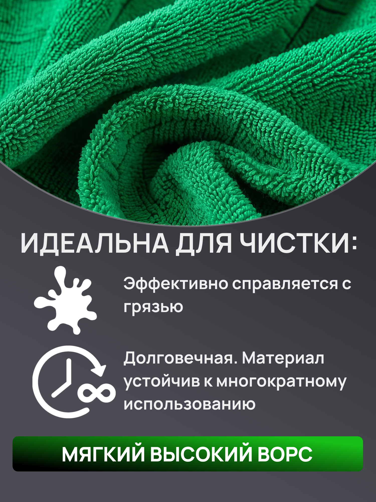 Салфетка микрофибра тряпка для авто 40х60см — фото 1