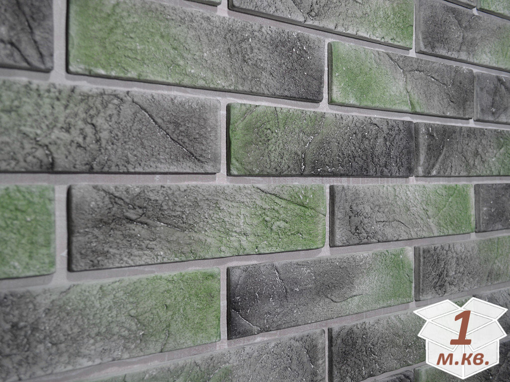 Декоративный кирпич Русский Камень Старый Зеленый лофт 1 м. кв.