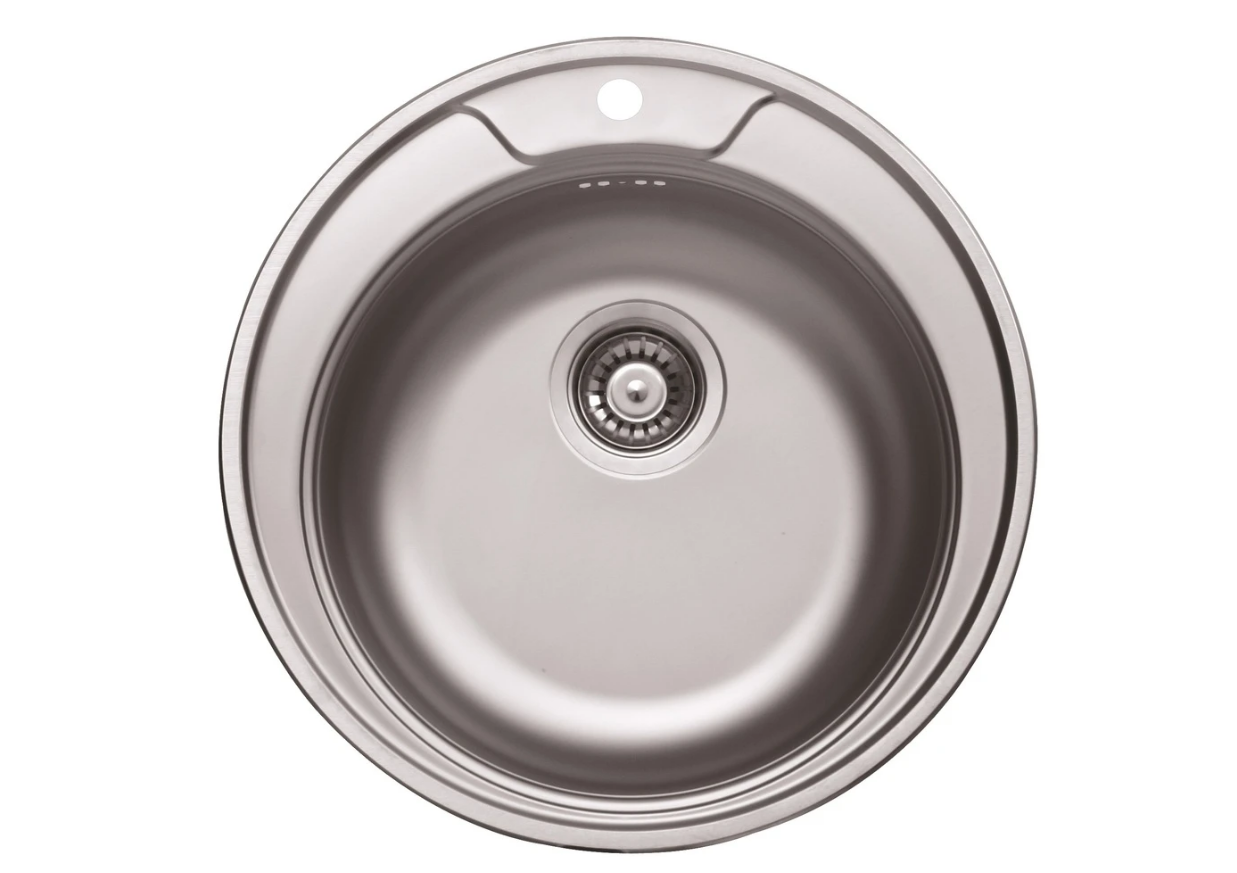 Мойка нерж. круглая 490х165 (06 мм) ЕС-445 врезная сифон крепеж уплотн. лента