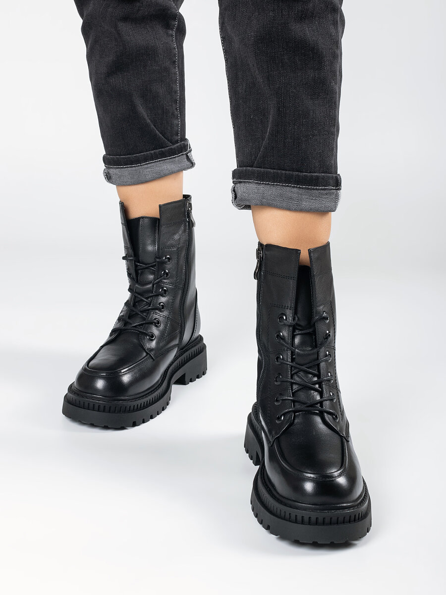 Ботинки берцы женские зимние утепленные натуральная кожа, размер 37, черный