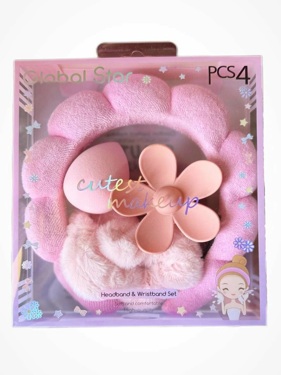 Косметический набор для умывания лица, макияжа, для женщин и девушек 4 в 1