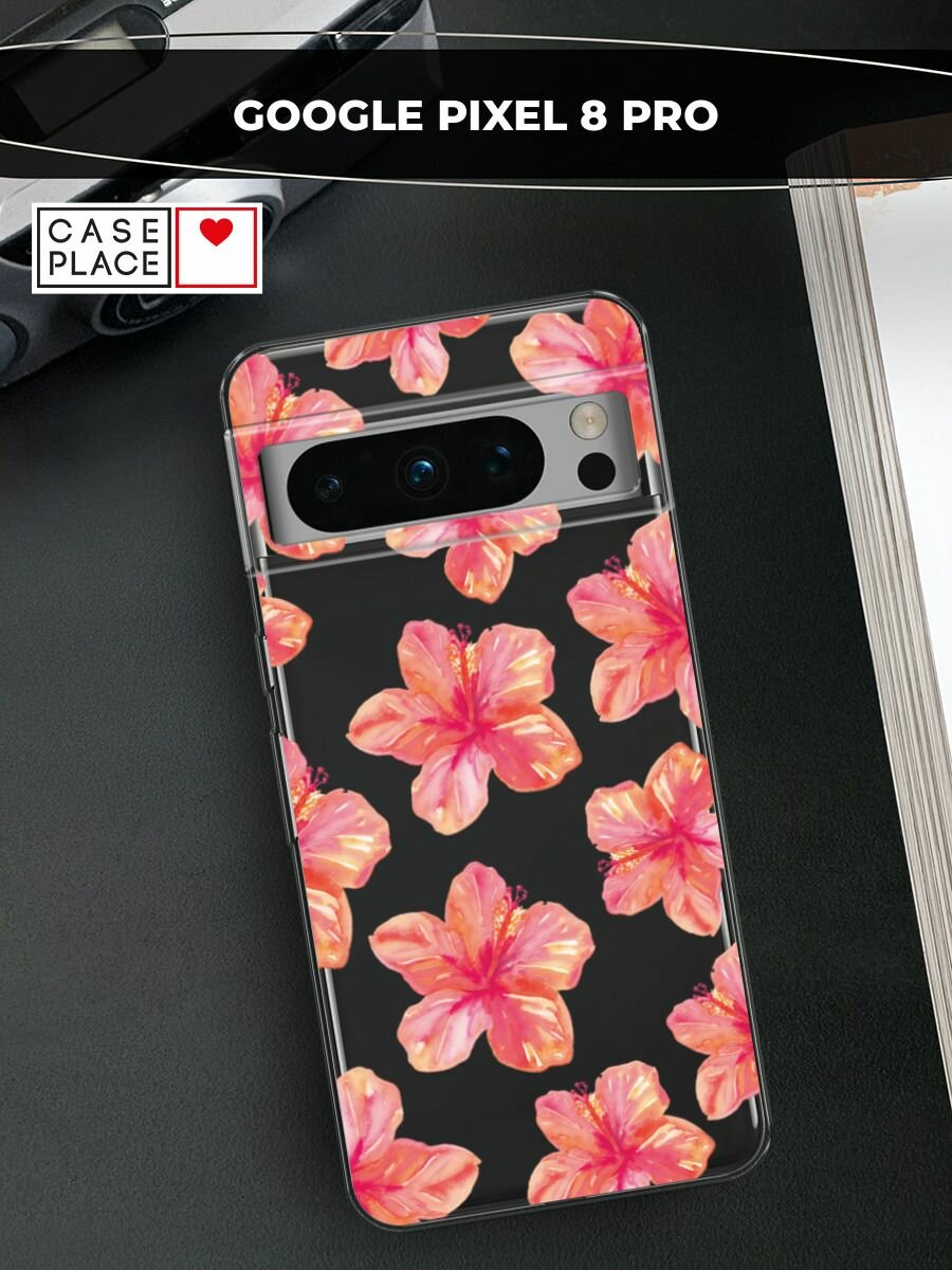 Чехол на Google Pixel 8 Pro / Гугл Пиксель 8 Про с принтом "Pink flowers"