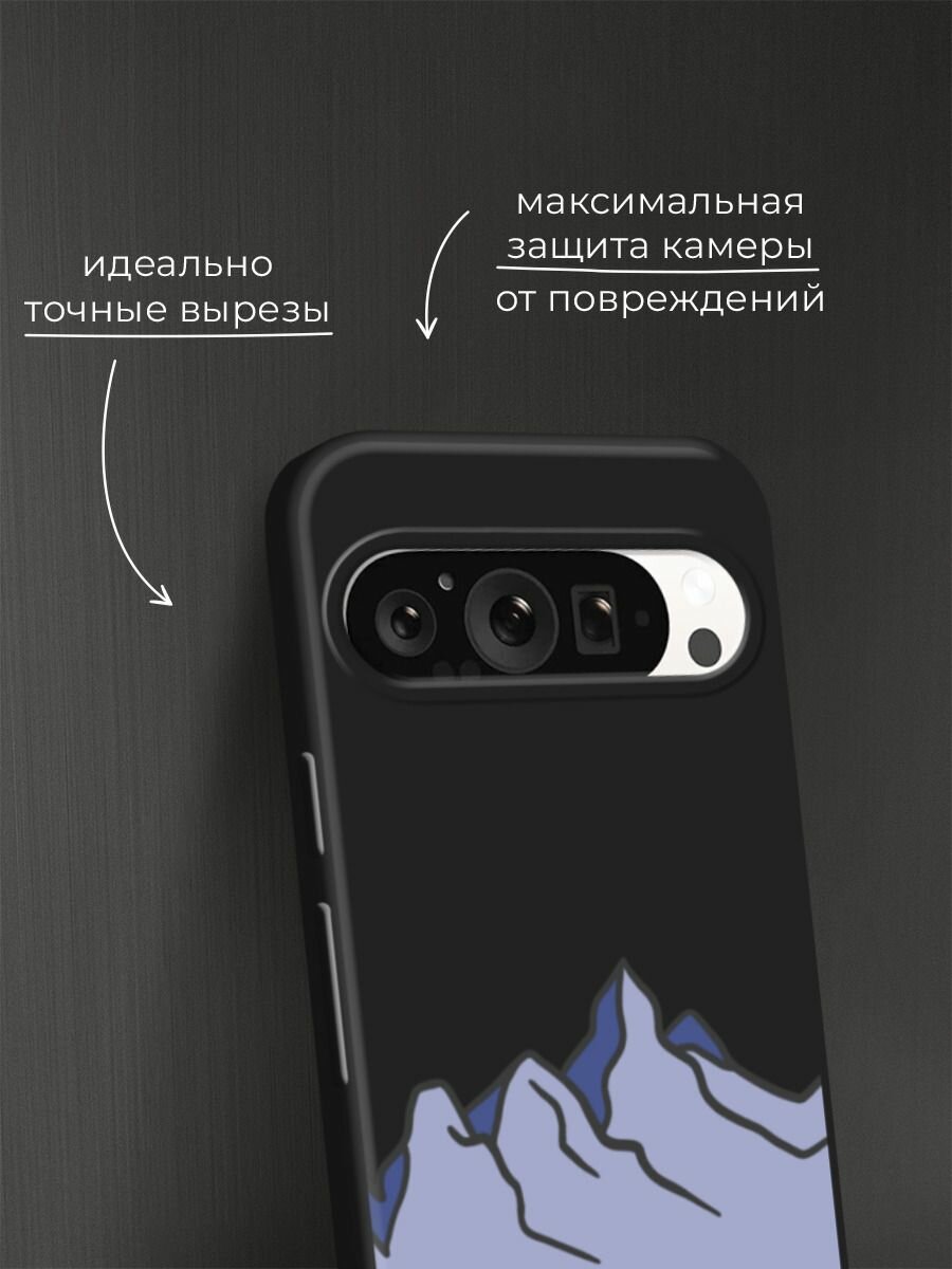 Черный матовый чехол на Google Pixel 9 Pro / Гугл Пиксель 9 Про с принтом "Гора" — фото 1
