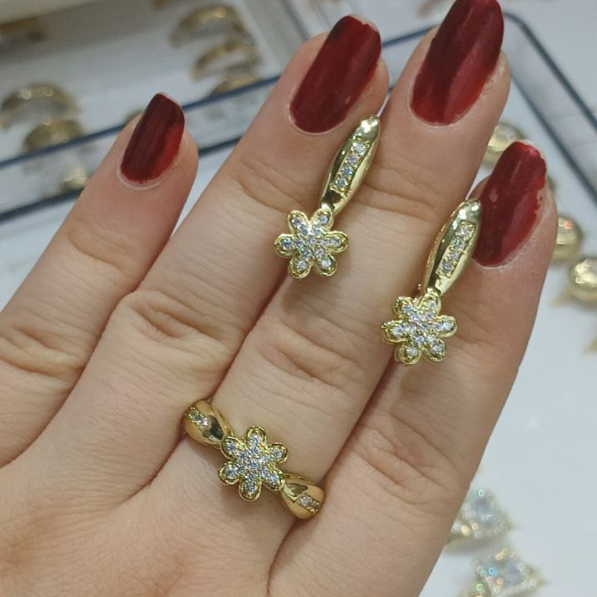 Комплект бижутерии: кольцо, аквамарин