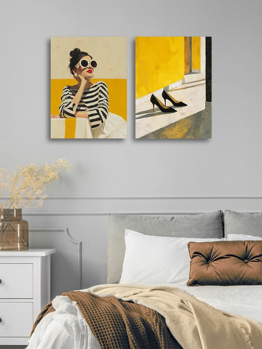 Комплект картин на холсте LOFTime 2 шт 30Х40 Девушка стиль желт К-1864-3040