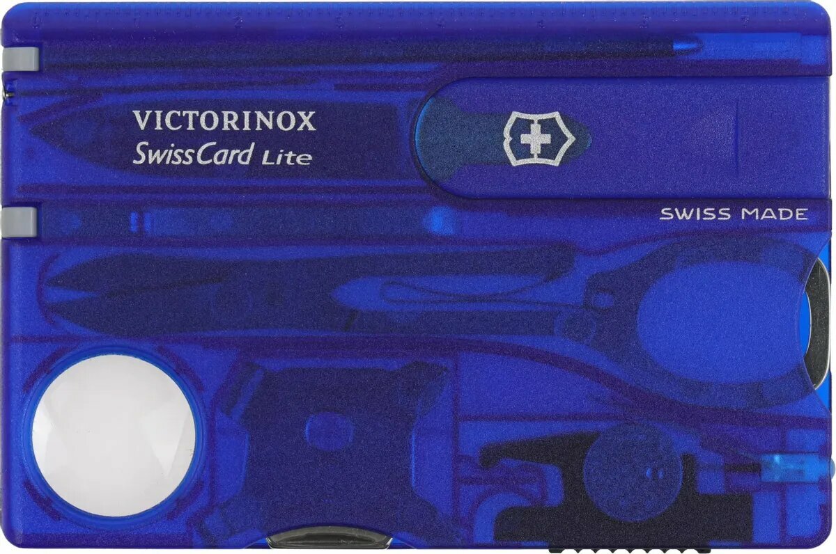 Швейцарская карта Victorinox SwissCard Lite (0.7322. T2) синий полупрозрачный коробка подарочная