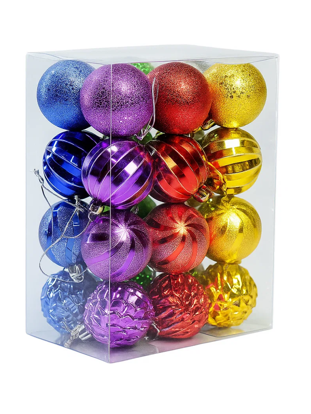 Ёлочные шары 5 см, набор 24 шт, разноцветные блестящие украшения для новогодней ёлки
