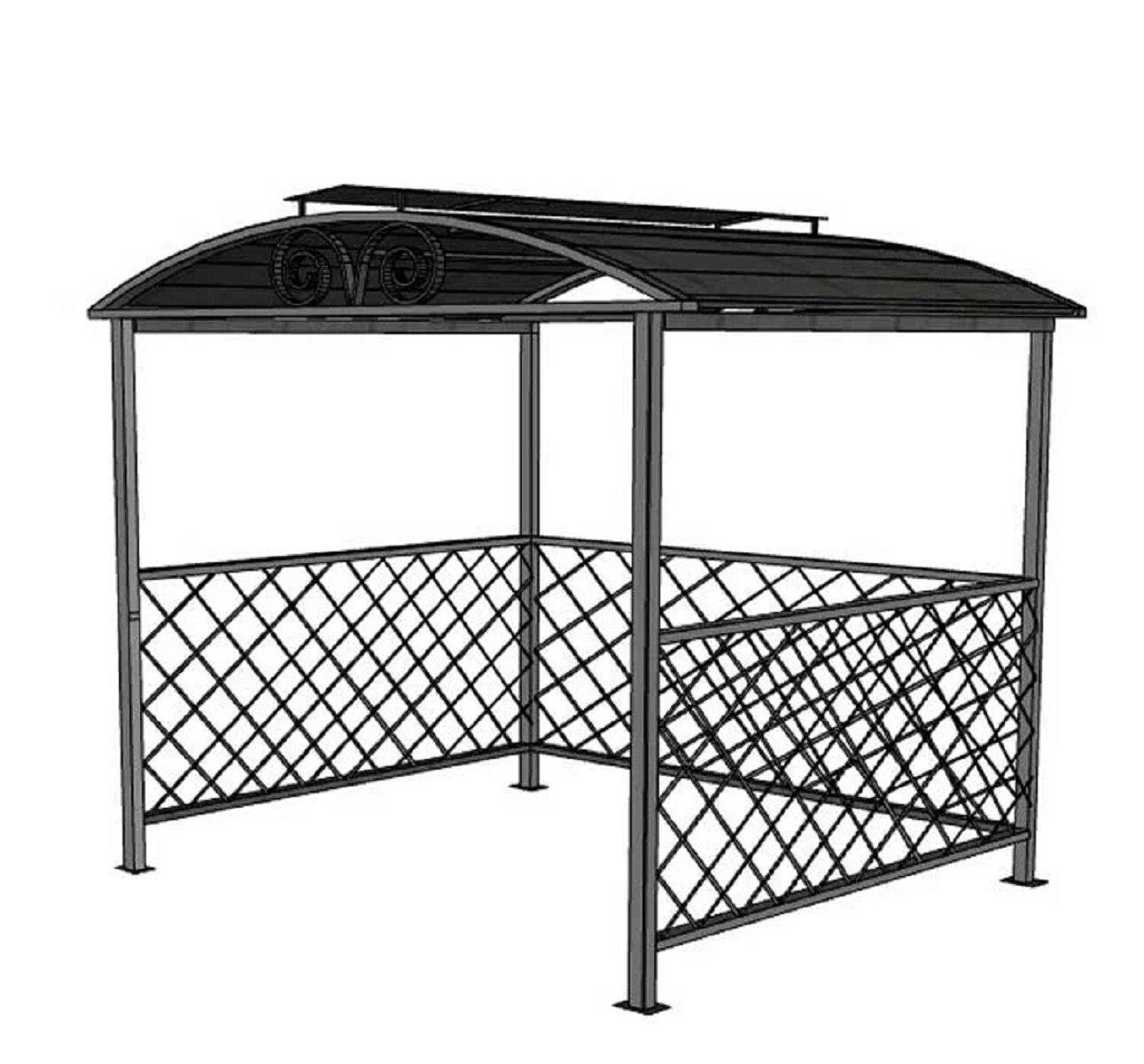 Навес-беседка Ромб цельносварной каркас 250 * 200 * 230 см