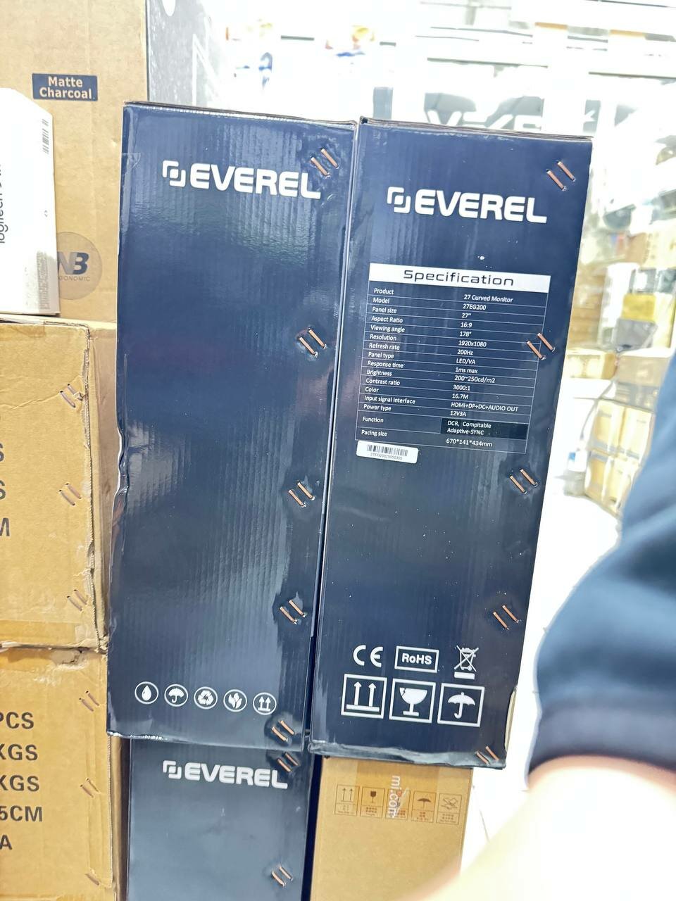 Игровой монитор EVEREL 27EG200-27" Curved Monitor 200 Гц, HDMI+DP+Audio out+DC+RGBlight панель VA, — фото 1