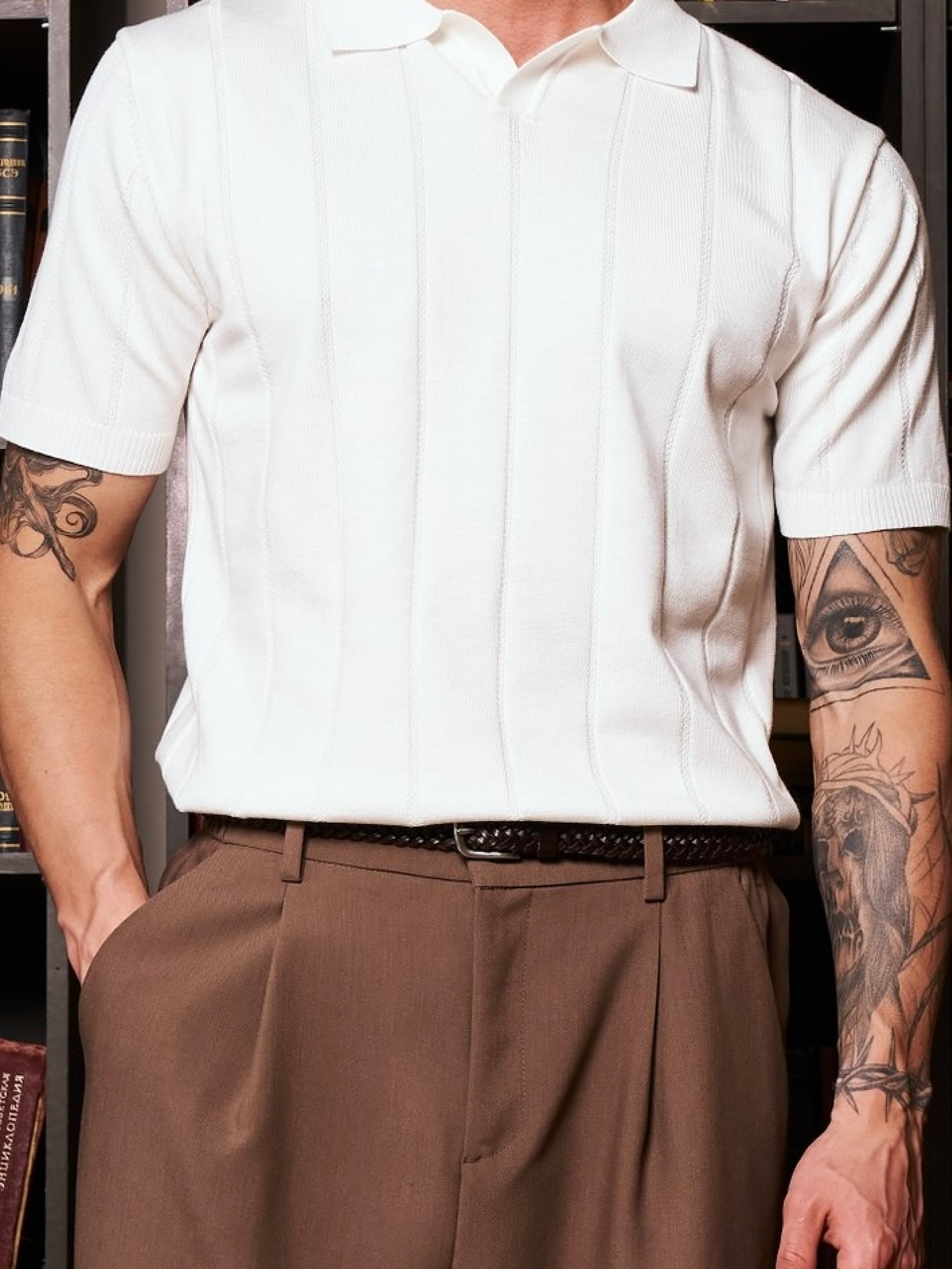 Поло Adam Saint с коротким рукавом, размер S, молочный/белый — фото 1