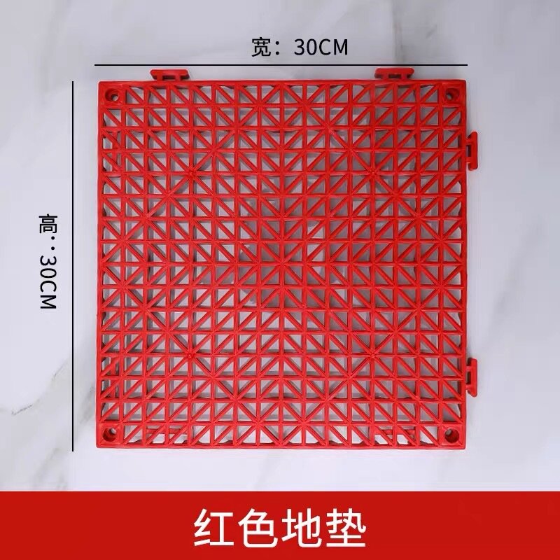 Резиновый антипробковый коврик из ПВХ 3x3x1.5 см для ванной, душа, кухни и туалета, красный цвет