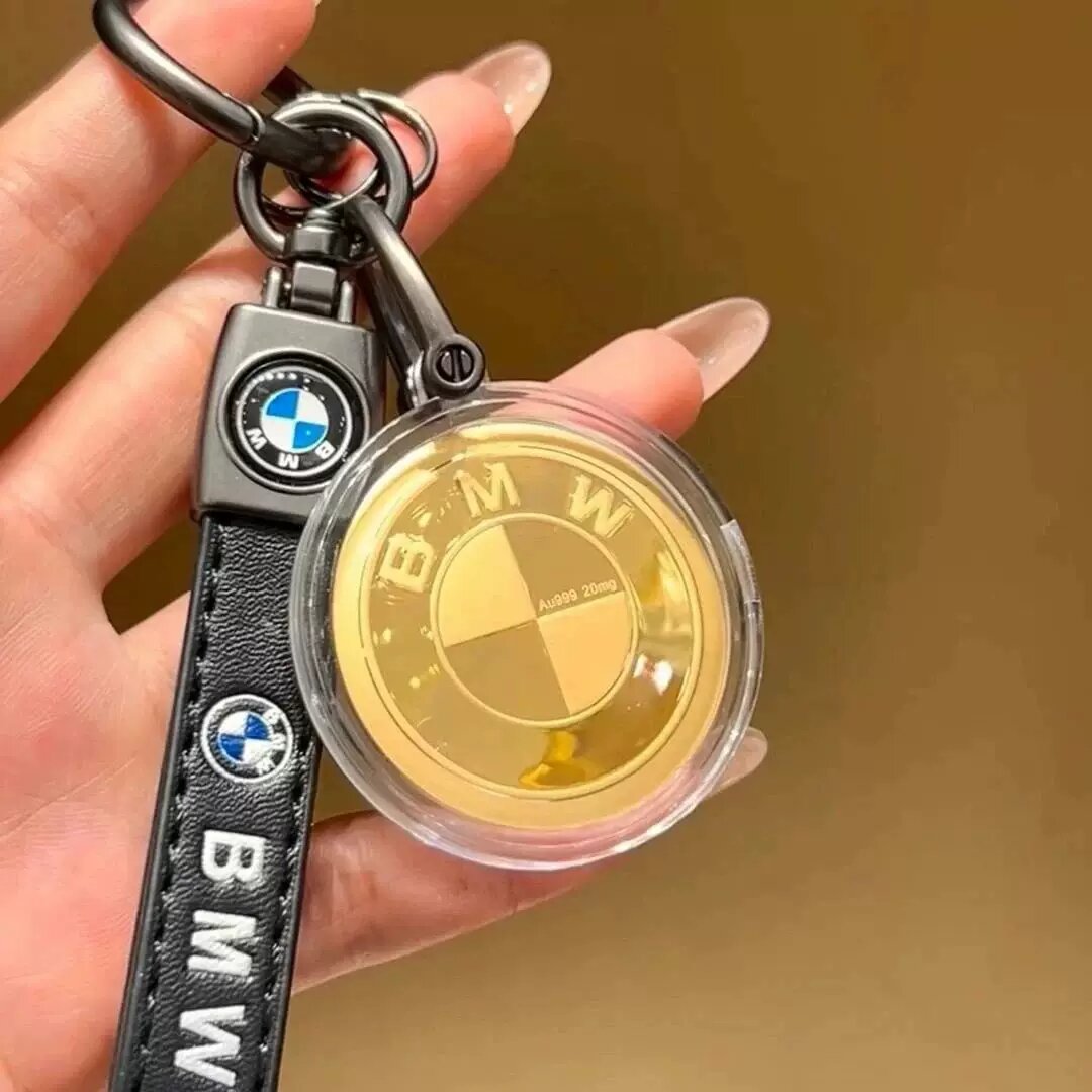 Премиум имитация золотой фольги брелок с логотипом BMW — прочное металлическое кольцо для ключей автомобиля, подарок отцу/мужу