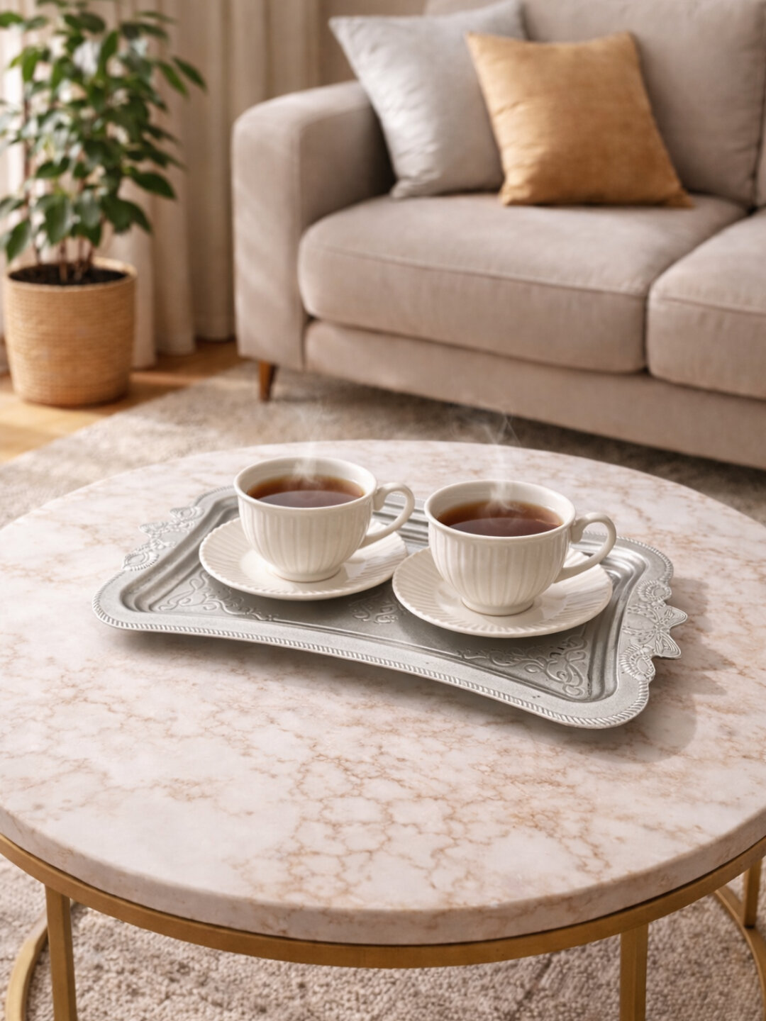 Поднос для горячих напитков с декоративным узором — фото 1