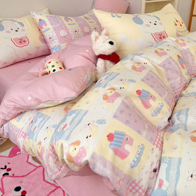 Ins Bed, комплект из четырех предметов из чистого хлопка, новые хлопковые простыни, пододеяльник, постельное белье,