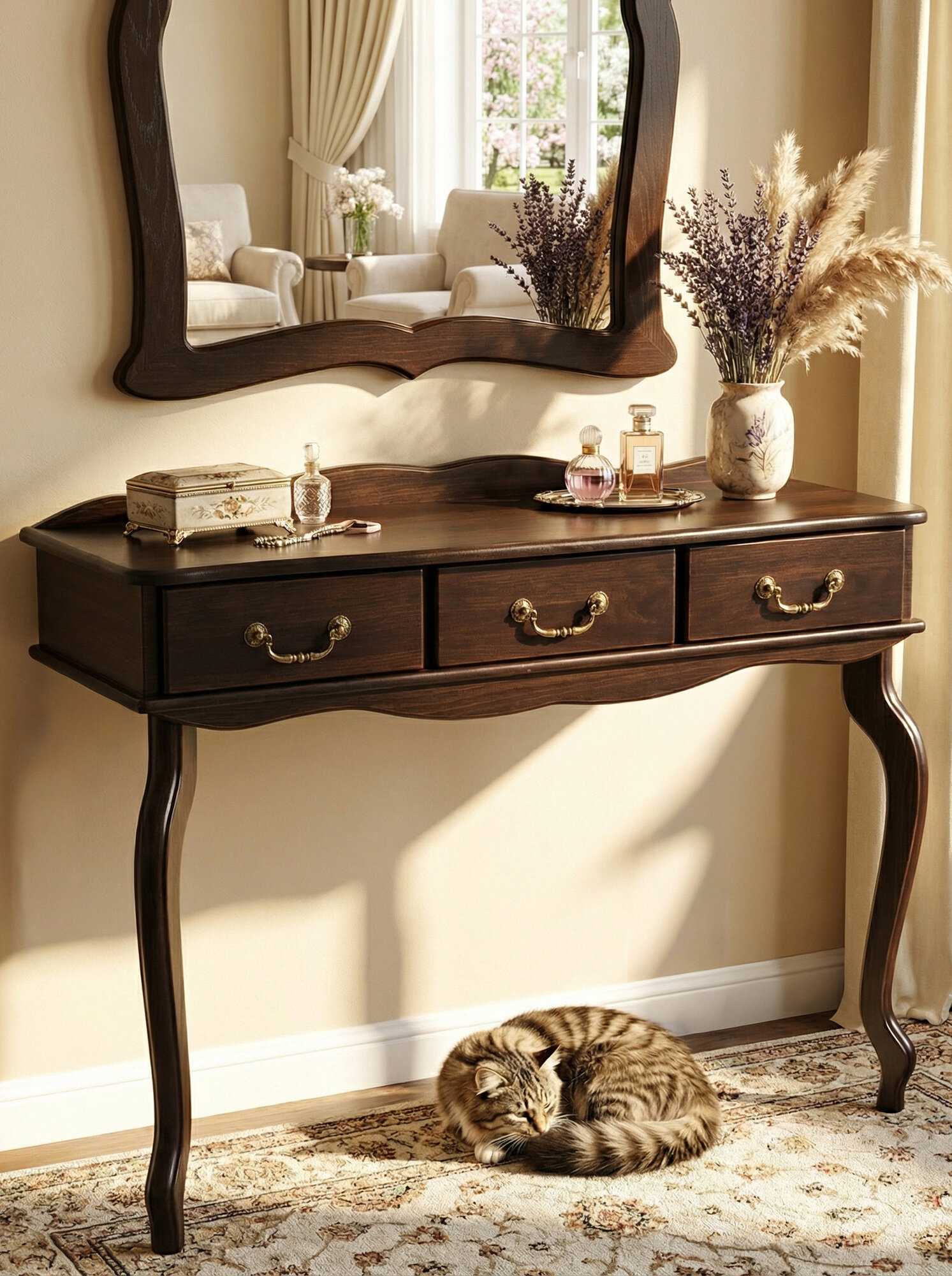 Консоль IFERS в прихожую, спальню Берже 6 с ящиками цвет темно-коричневый — фото 1