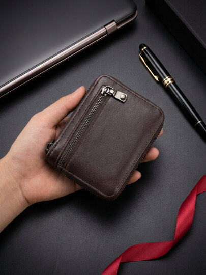 Кошелек , фактура гладкая, темно-коричневый — фото 1