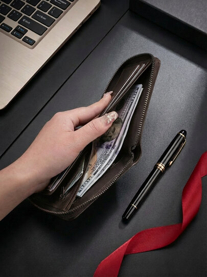 Кошелек , фактура гладкая, темно-коричневый — фото 1