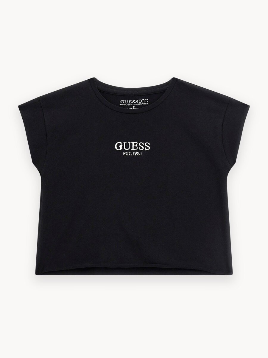Футболка GUESS CROP SS T-SHIRT, , размер 12 лет, черный