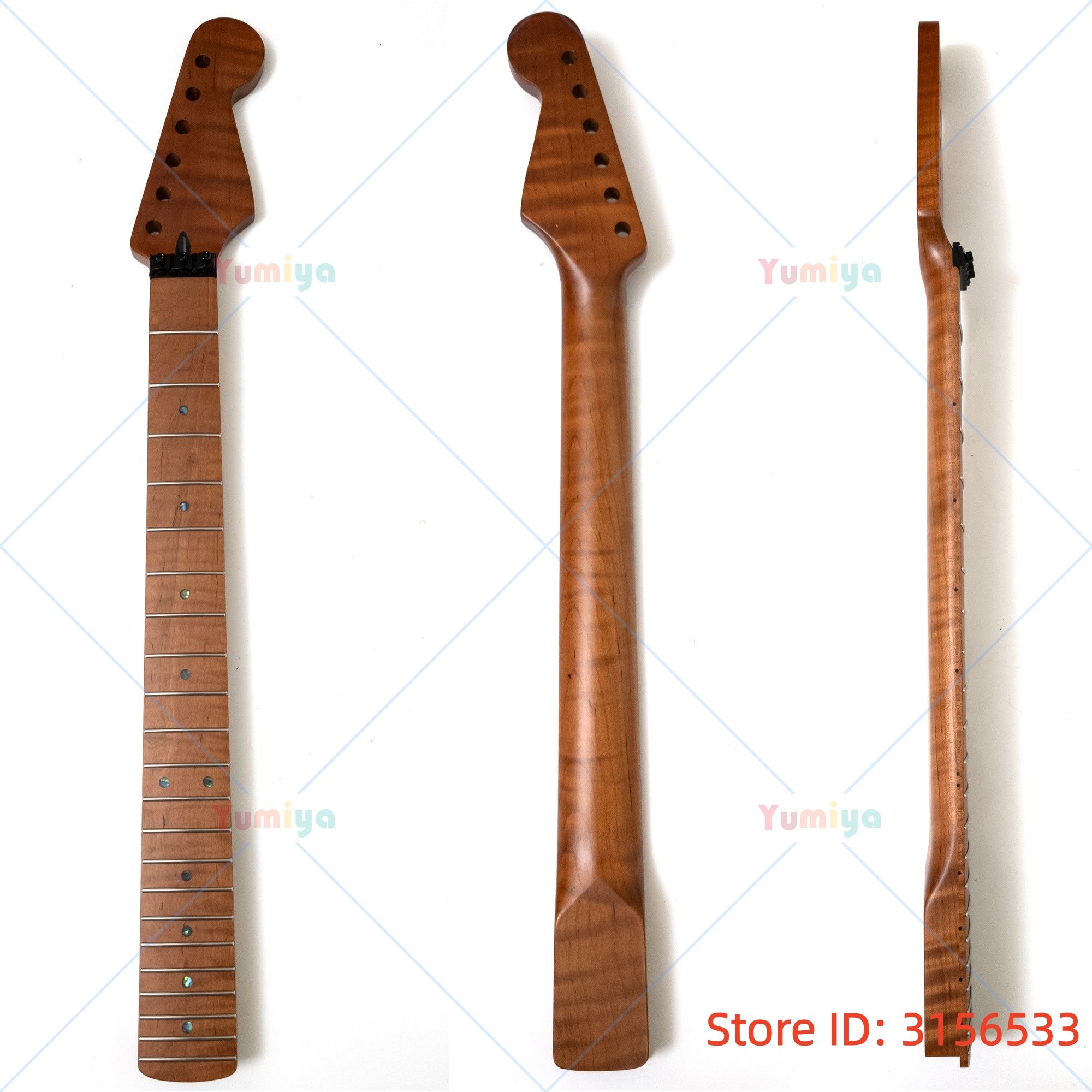 Гриф для электрогитары Stratocaster из жареного клена, 22 лада, тигровая полоска, радиус 9,5 дюймов