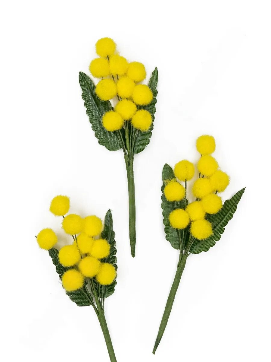Веточка декоративная "Мимоза" 13см (5 шт)