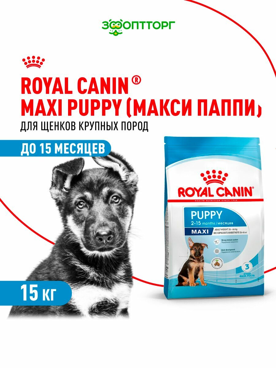 Сухой корм Royal Canin Maxi Puppy для щенков крупных пород Птица  15 кг 