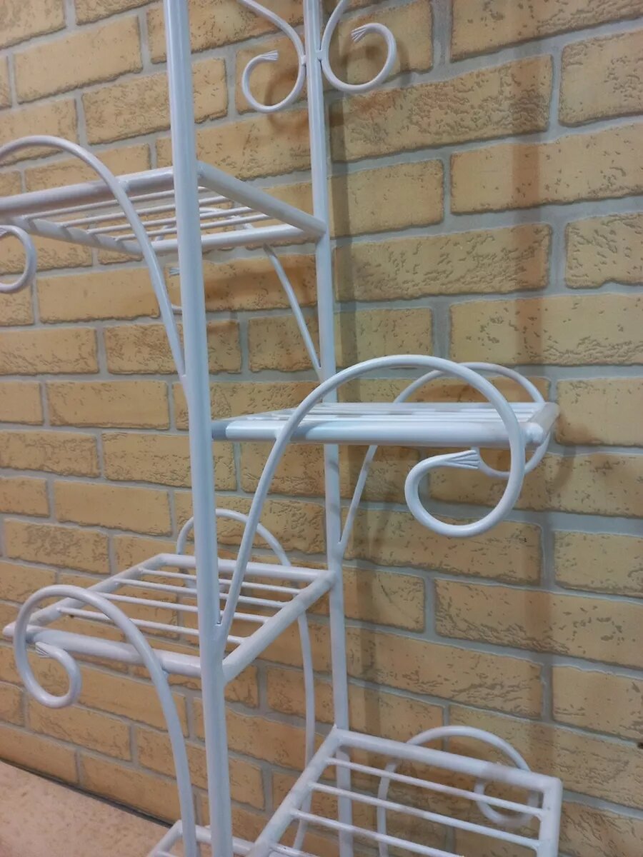 Кованый стеллаж для цветов, Студия кованой мебели Нива, цвет белый — фото 1