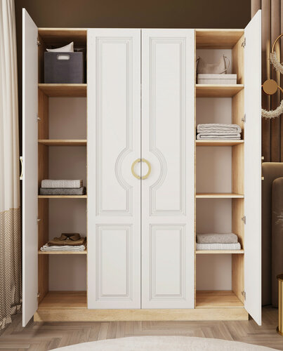 Изображение товара Шкаф для одежды Surafasad, классический дизайн, деревянный четырехдверный, распашной