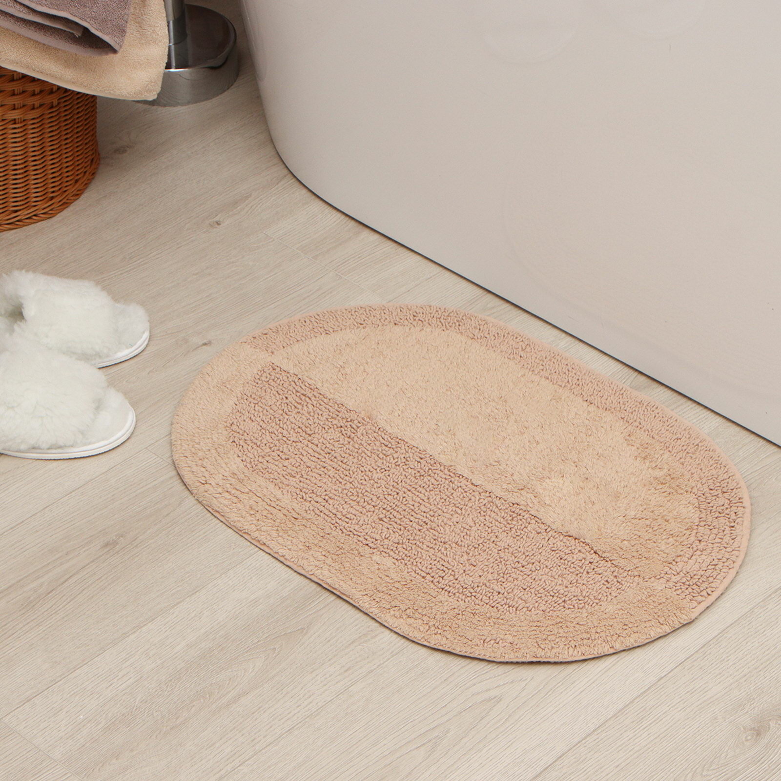 Коврик 40x60 см хлопок 100% бежевый назначение: взрослым материал основы ковра: без основы