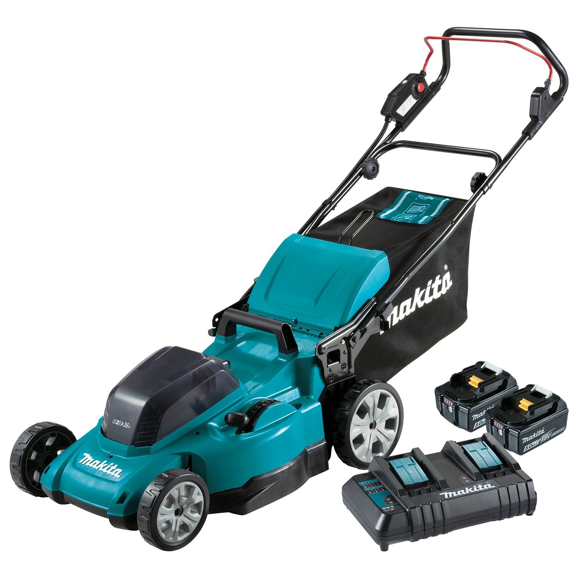 Аккумуляторная газонокисилка 860Вт - 48см LXT 36В акк 2х5Ач и з/у Makita DLM480CT2