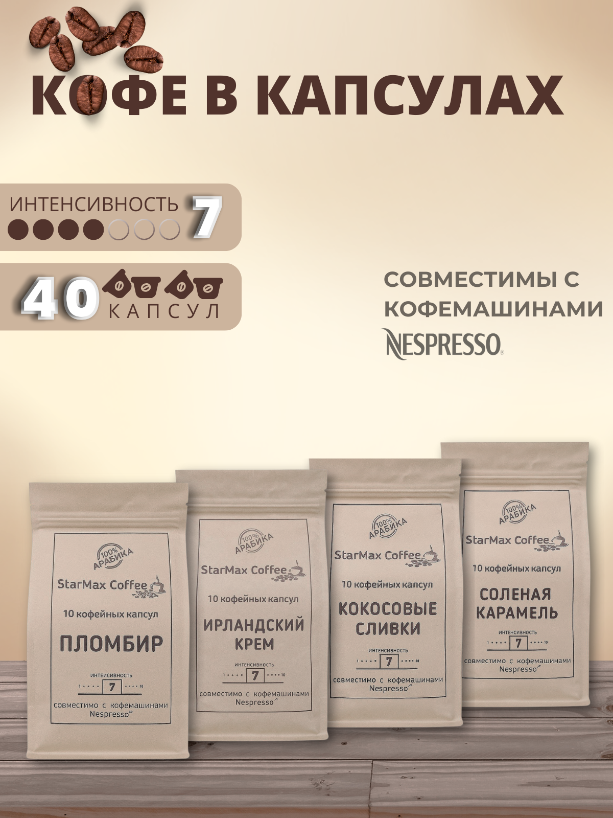 Кофе в капсулах / капсулы для кофемашины Nespresso набор StarMax Coffee Exotic