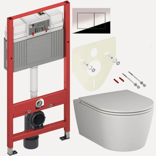 Изображение товара Комплект 2 в 1 Унитаз подвесной AM.PM Func C8F1700MWSC / Инсталляция с кнопкой TECE Now 9400412