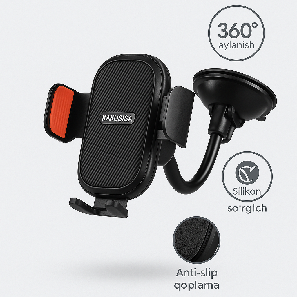 Автомобильный держатель Kakusiga "Push-Type", вращение на 360°, чёрный