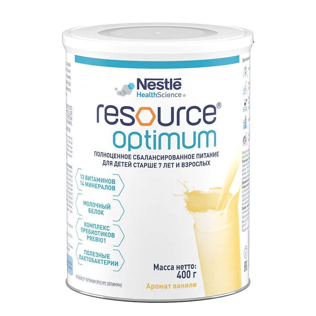 Resource Optimum (Ресурс Оптимум) сухая смесь для энтерального питания детей с 7 лет и взрослых 400 г 1 шт