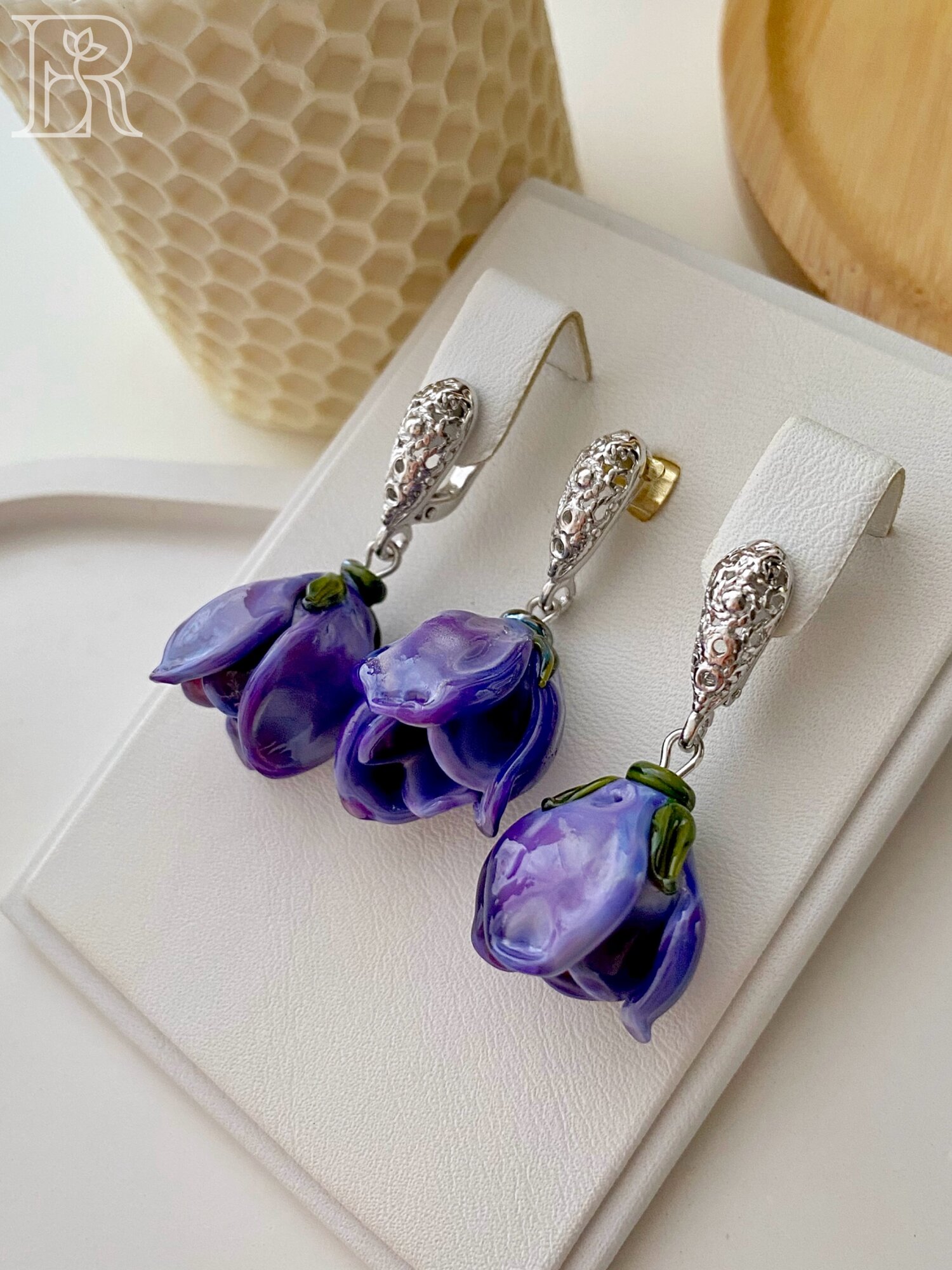 Ювелирный комплект LEFIREL', серебро, 925 проба, муранское стекло, фиолетовый
