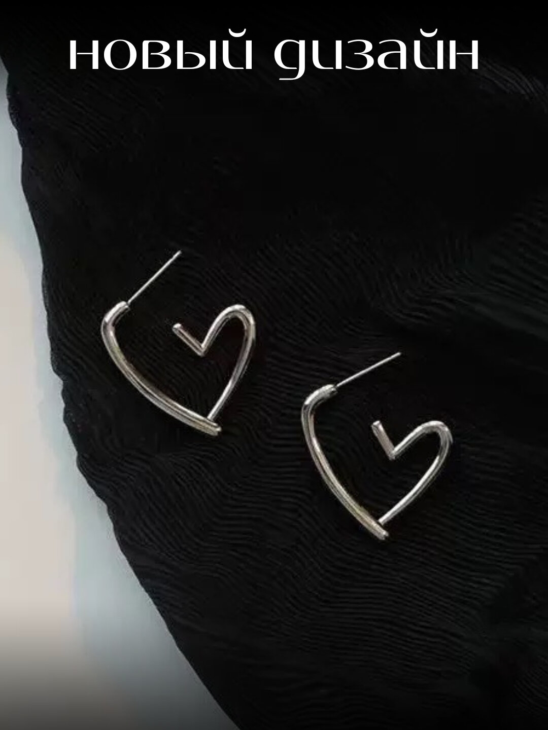 Серьги, размер 15 мм, серый металлик — фото 1