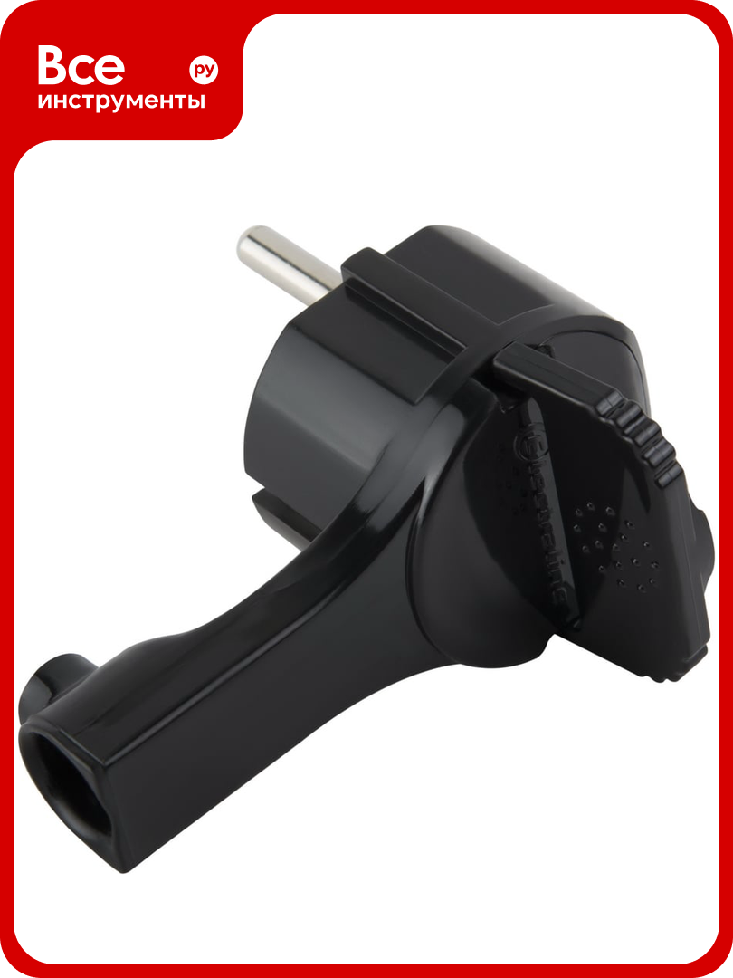 Угловая плоская вилка за шкаф с з  16А  черная  FLAT PLUG Electraline 55045