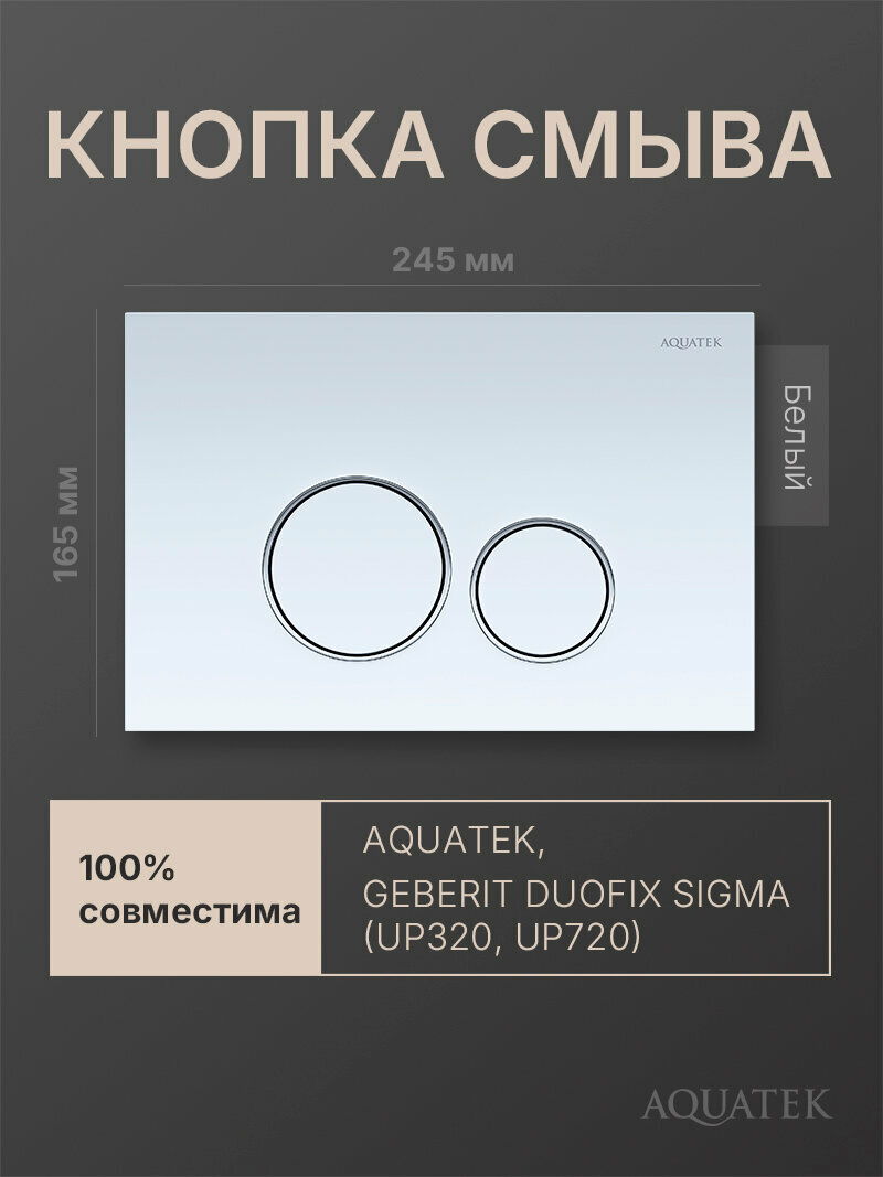 Кнопка смыва Aquatek KDI-0000015 для инсталляции механический слив 2 кнопки белая