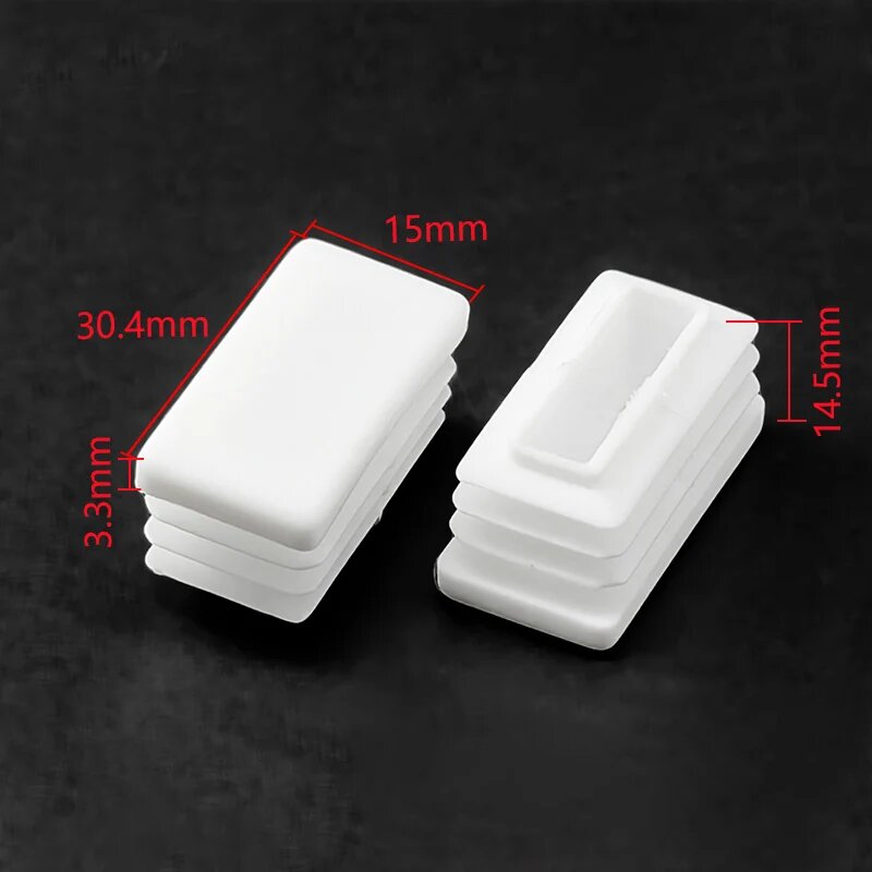 10-80 мм мебельный стол наконечник для ног стулья ножки защитная крышка белые квадратные винтовые колпачки заглушка для труб защитная крышка отверстия для трубки 15x30mm(1pcs)
