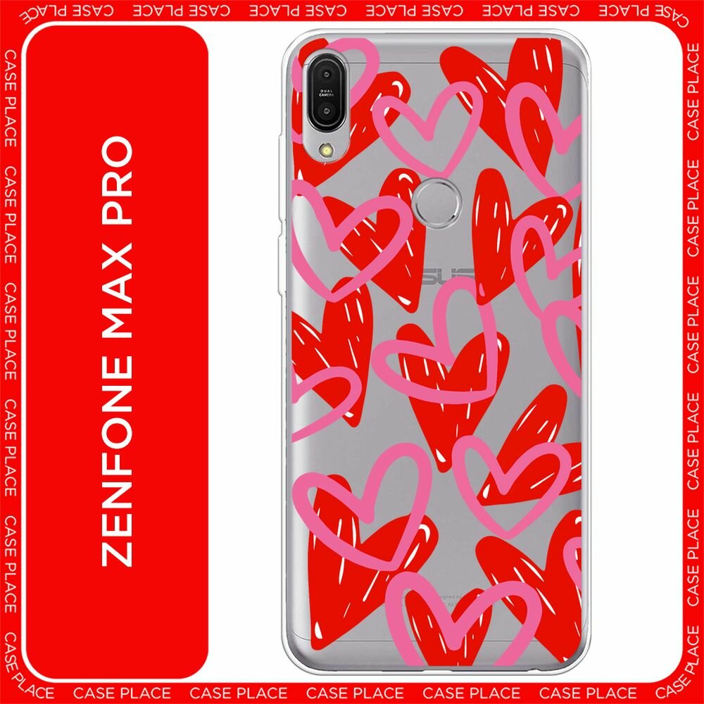 Чехол на Asus ZenFone Max Pro ZB602KL / Асус Зенфон Макс Про ZB602KL с принтом "Hearts doodles - 14 февраля", прозрачный