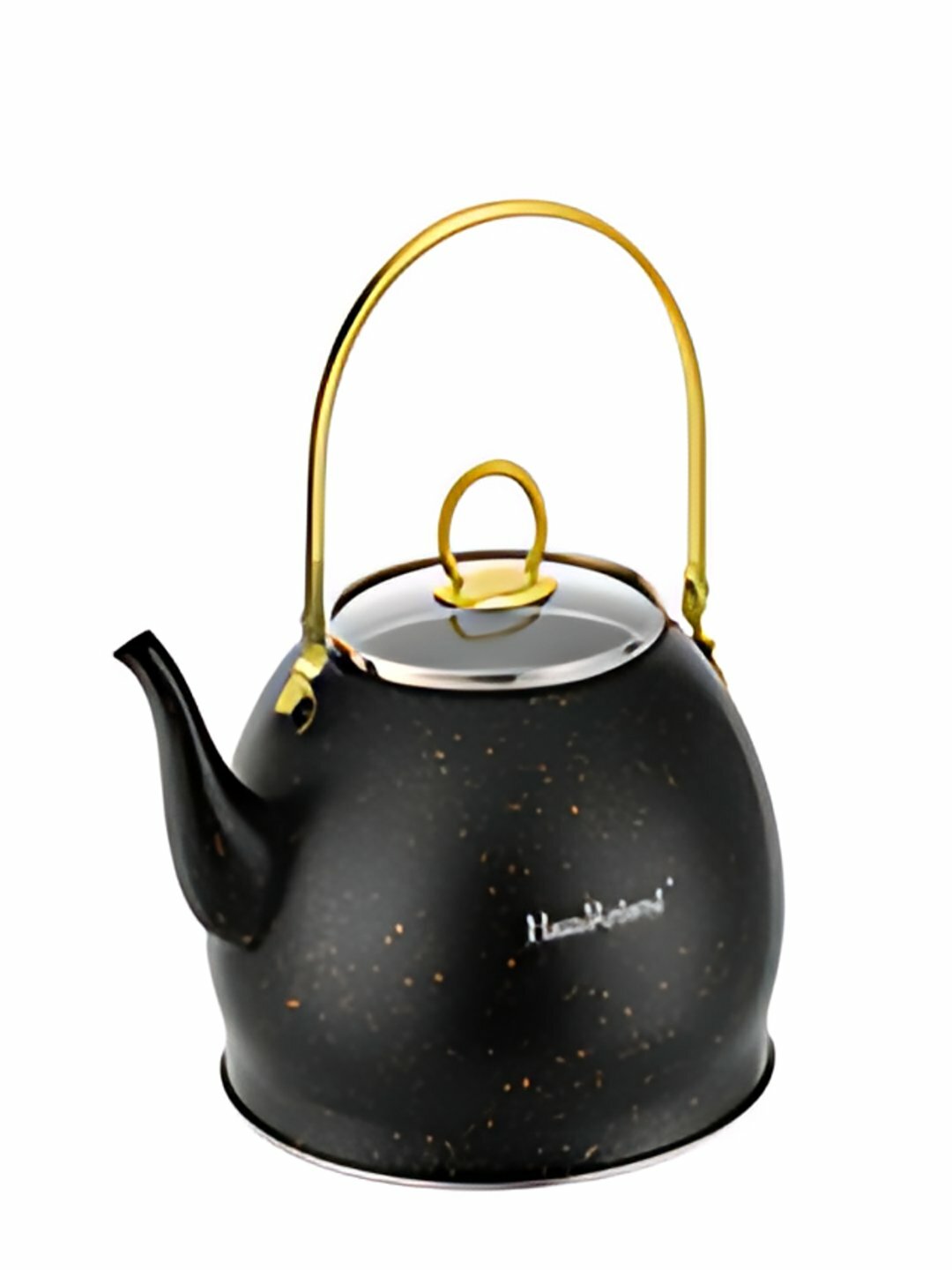 Эмалированный чайник с металлической ручкой, классический дизайн, 2 цвета - Черный,1.5 л