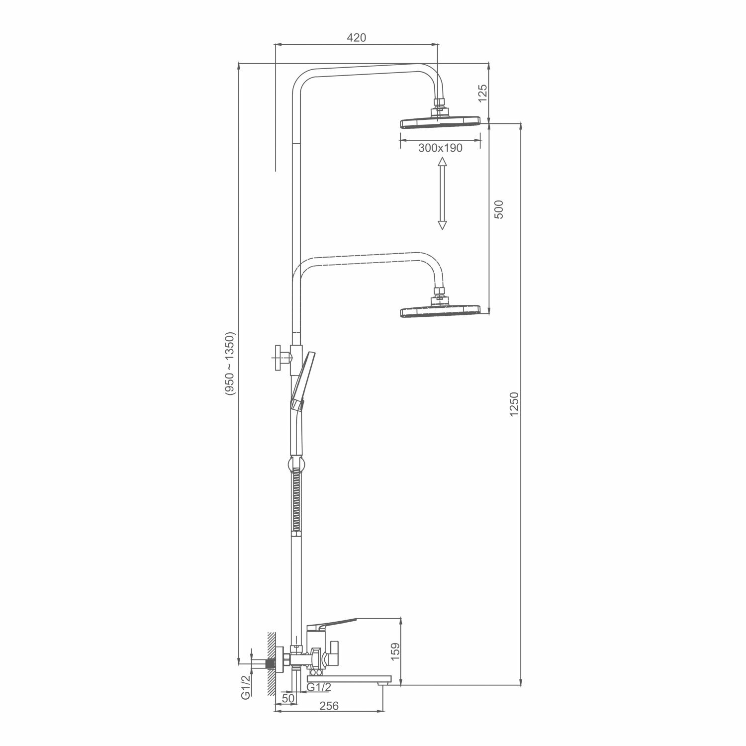 Душевая система для ванны Splenka S40.24.06, латунь цвет чёрный — фото 1