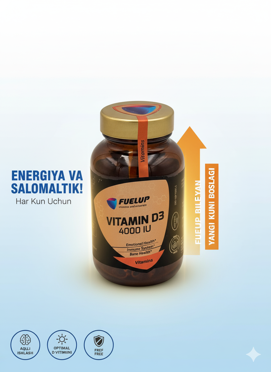 Витамин Д3 4000 ед Vitamin D3 софтгель FuelUP стекляная упаковка 120шт