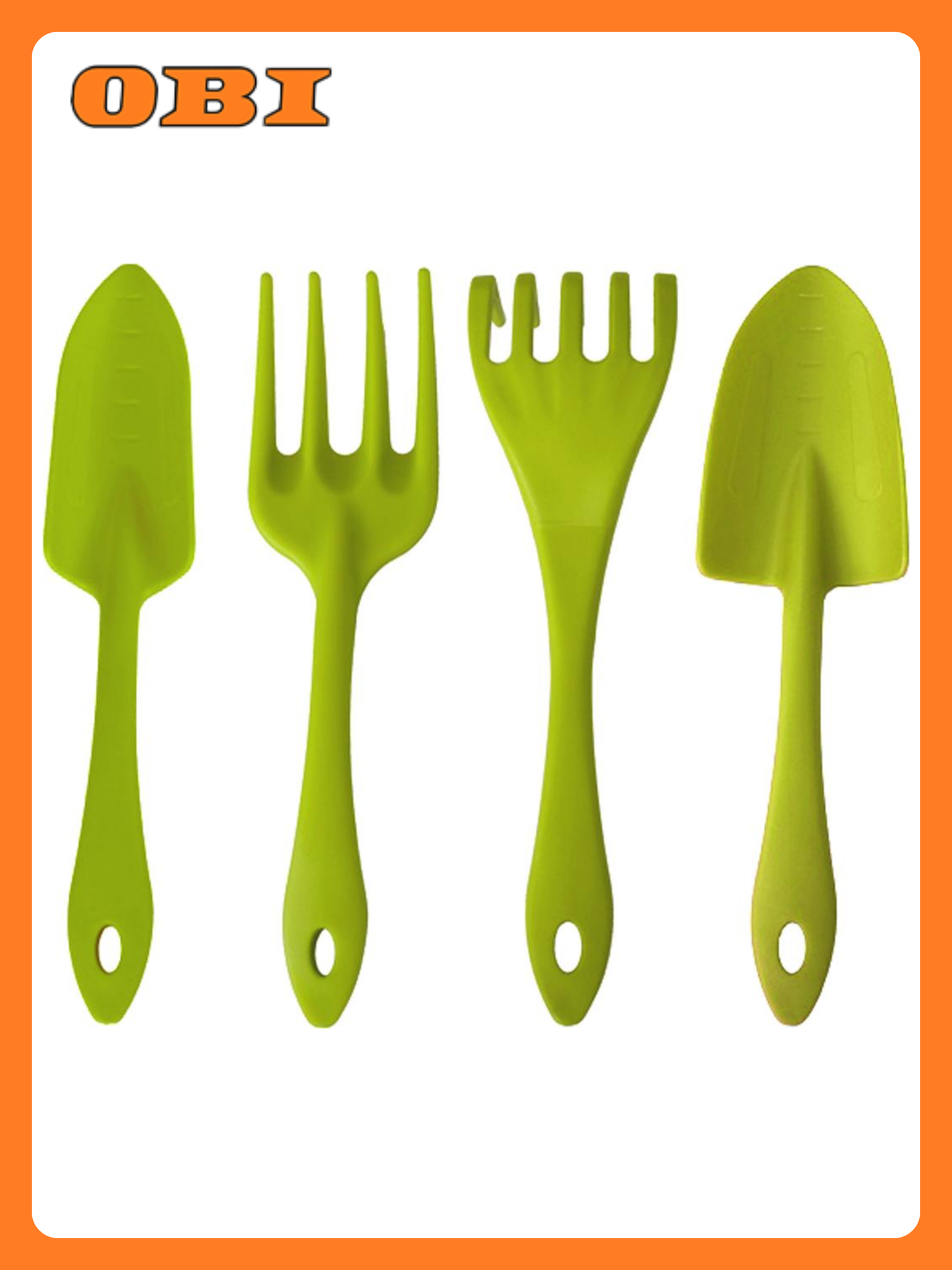 Набор садовых инструментов (лопатка совок грабельки вилка для рыхления) салатовый